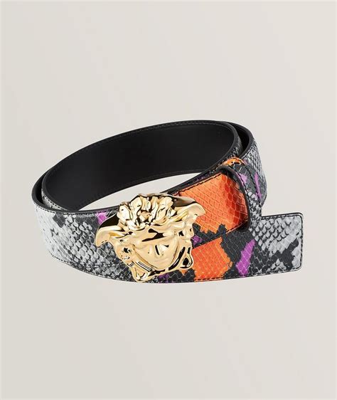 versace belt when the hair is like a snake|Versace Snake Skin Print Leather Belt .